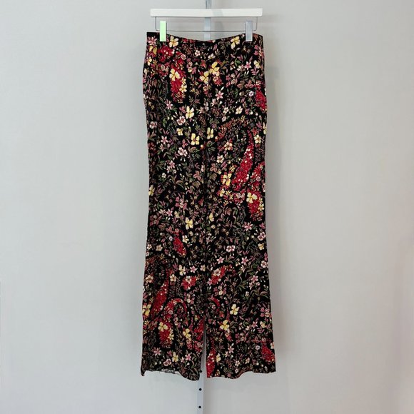 ETRO BLACK BROWN MULTI FLORAL VISCOSE TROUSERS MODEL 19212 SIZE IT 44 / US 8 NWT - Picture 4 of 17